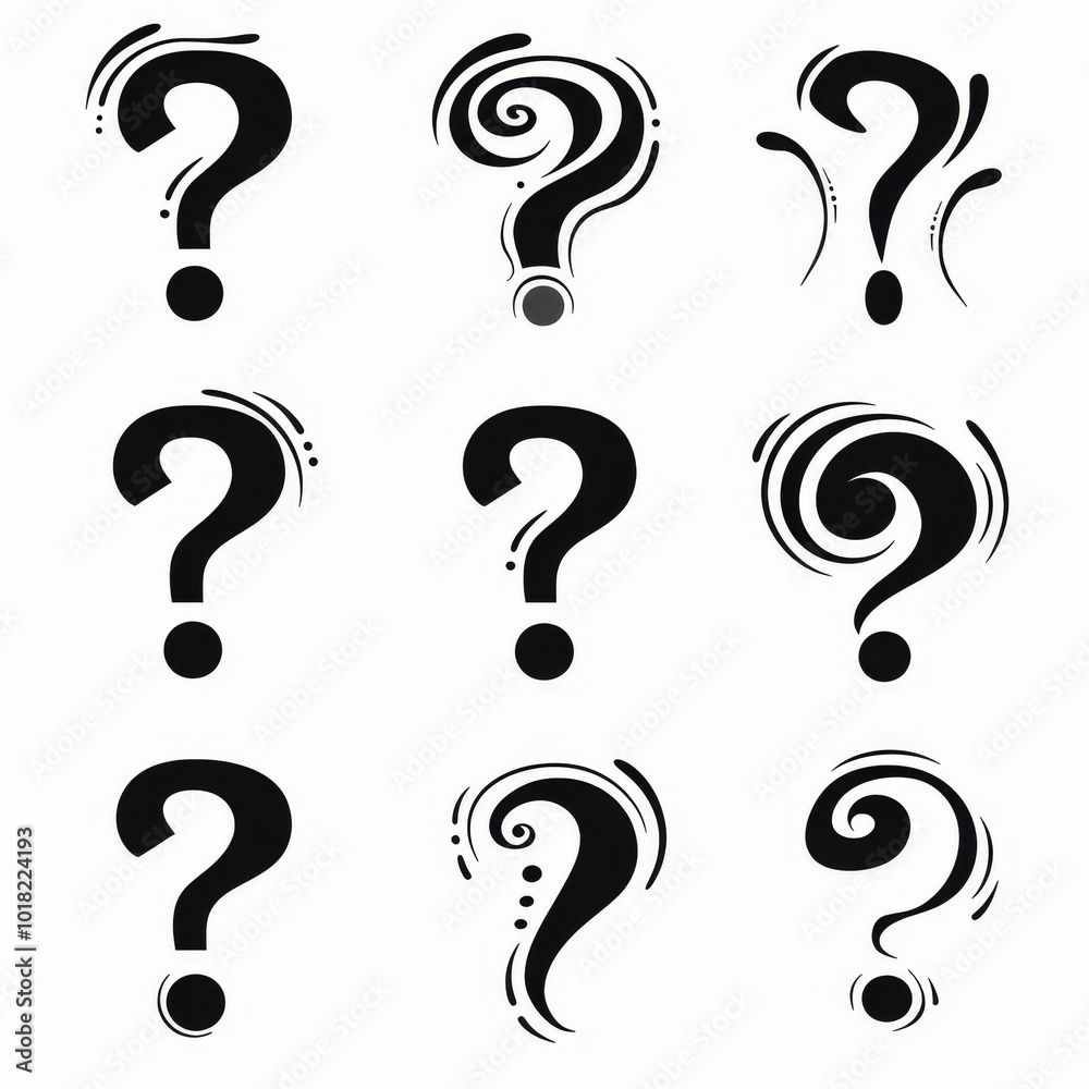 Question mark icon, quiz symbol, interrogation sign, simple rebus silhouette, questions emblem, faq set Question mark icon, quiz symbol, interrogation sign, simple rebus silhouette, questions emblem, faq set