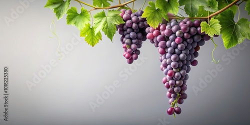 Minimalist realistic grapevines isolated on white background