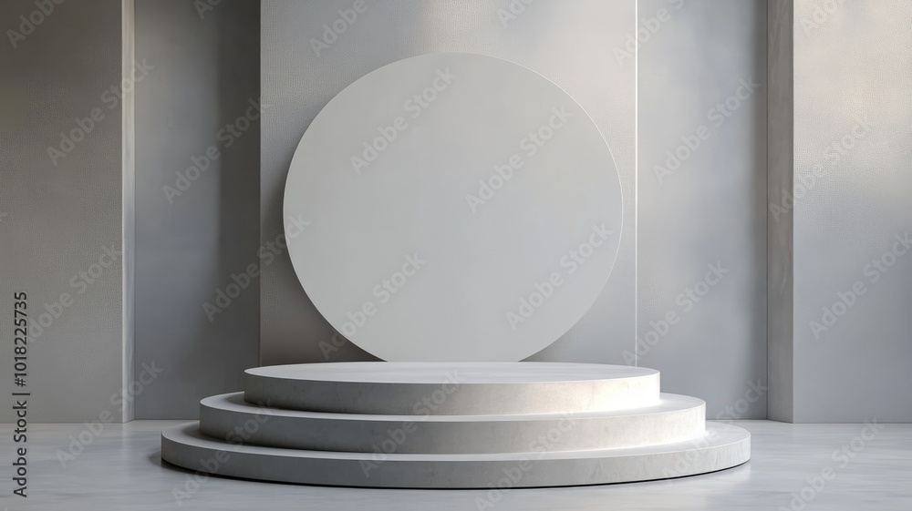 White Circular Platform with White Background White Circular Platform with White Background