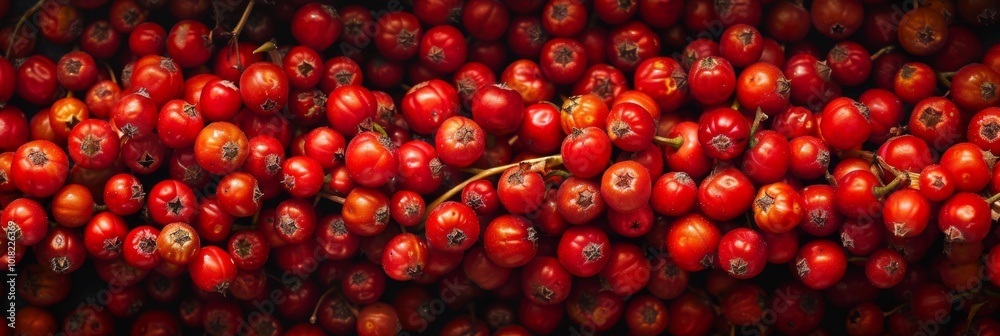 Rowanberry berries texture background, Sorbus aucuparia fruits pattern, many rowan berries banner Rowanberry berries texture background, Sorbus aucuparia fruits pattern, many rowan berries banner