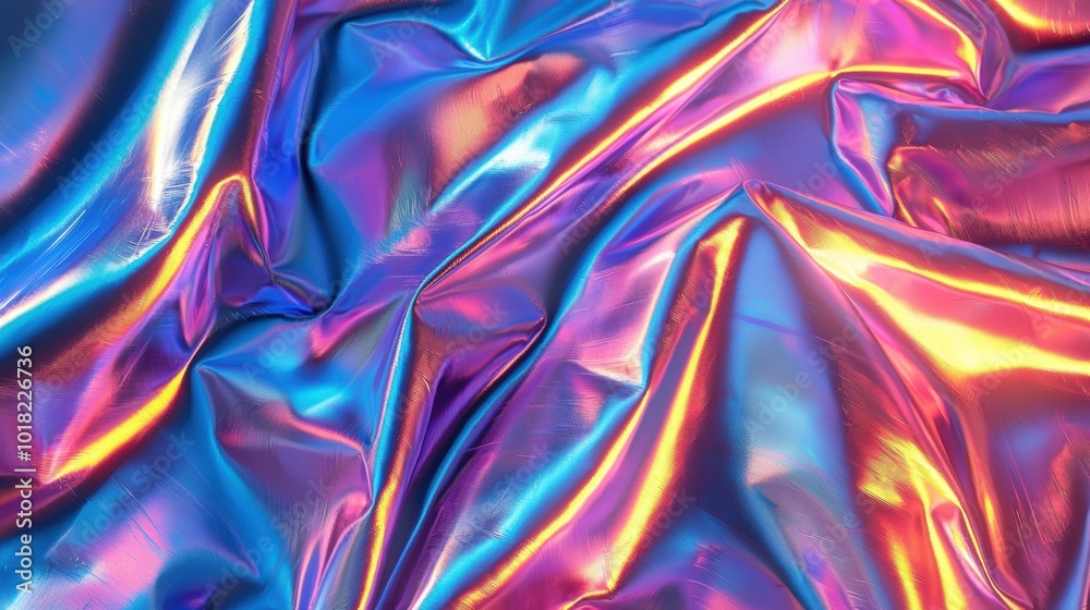 Fototapeta premium Colorful Foil Fabric Abstract Background Texture