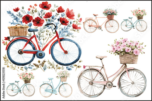 New best selling Watercolor Floral Bicycle, Bicycle Illustration art Vector, Watercolor Flowers, Botanical Art, Hand-Painted Bicycle, Digital Artwork, Artistic Bicycle, Vintage Bicycle, Floral Decor