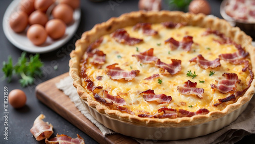 Top View of Homemade Quiche Lorraine