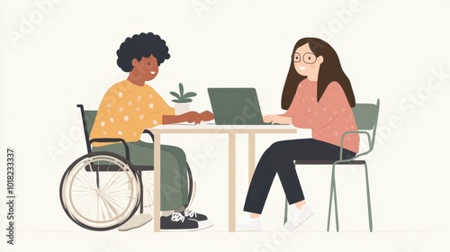 Inclusive Workplace Meeting with Wheelchair and Diversity