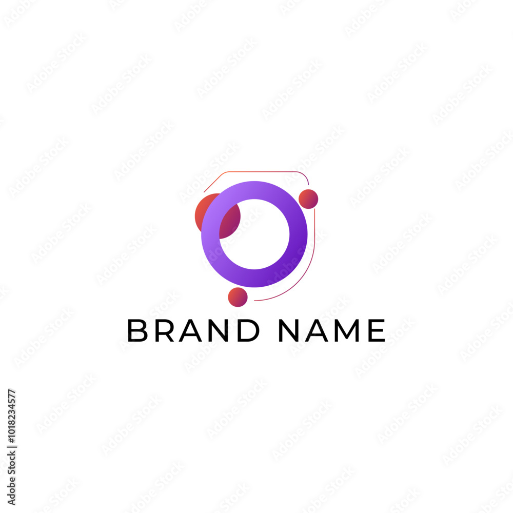 ILLUSTRATION CONNECTED CIRCLE GRADIENT PURPLE COLOR. TECH LOGO ICON TEMPLATE SIMPLE DESIGN ELEMENT VECTOR