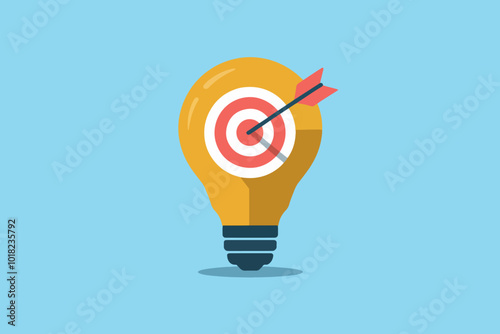 Light bulb with target and dart inside, business concept, strategy and idea.