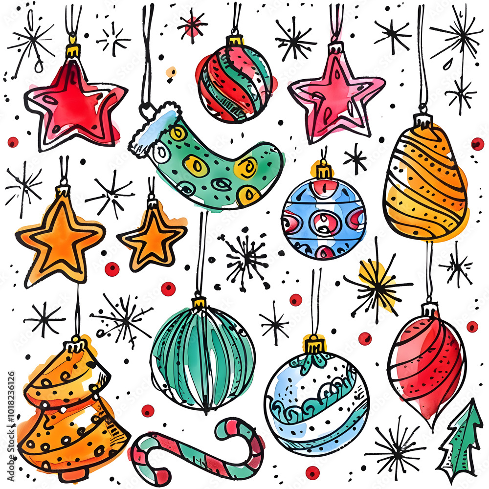 New Year and Christmas card, graphic advertising backgrounds in a doodle 2D illustrator style. New Year and Christmas card, graphic advertising backgrounds in a doodle 2D illustrator style.