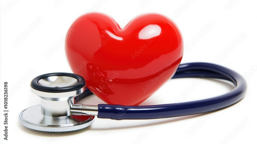 Healthcare love: red heart with stethoscope for medical professionals and cardiology Healthcare love: red heart with stethoscope for medical professionals and cardiology