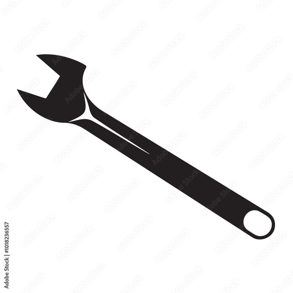 Simple Black Wrench Icon for Design Projects Simple Black Wrench Icon for Design Projects