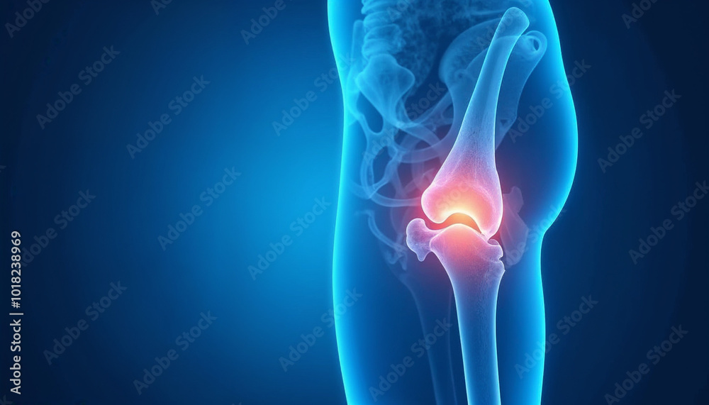 X ray of a sore knee hologram of joints structure of the knee