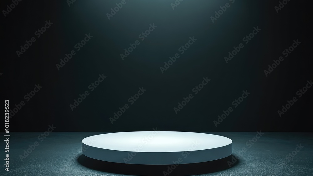 Circular Platform with Spotlight in Dark Room Circular Platform with Spotlight in Dark Room
