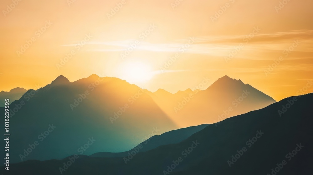 Fototapeta premium Golden Mountain Sunset
