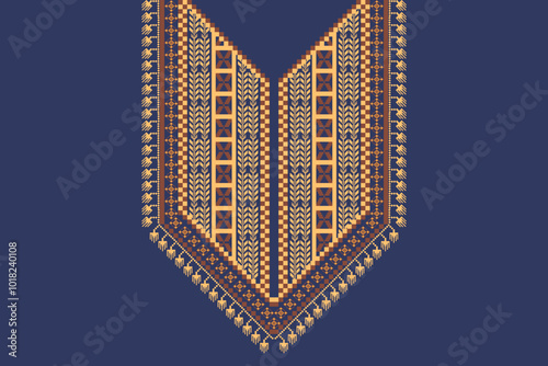 Neckline design Brown tone for pixel patterns. Neckline design for textile print.