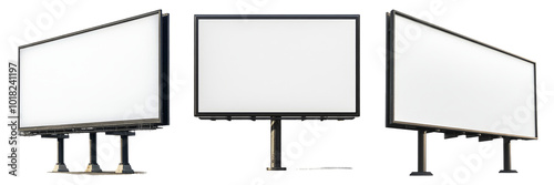 Large blank billboard signage stand isolated on transparent PNG background image perfect for outdoor advertisement mockups or marketing presentations