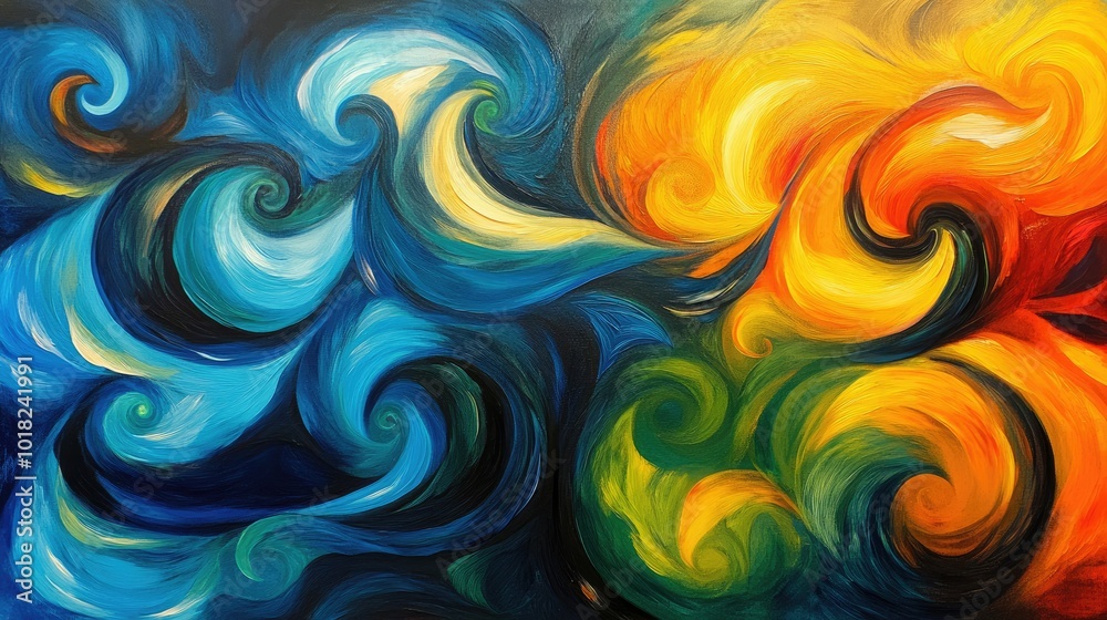 Bold and vibrant abstract swirls of color, blending and twisting together in a continuous flow, creating a hypnotic effect Bold and vibrant abstract swirls of color, blending and twisting together in a continuous flow, creating a hypnotic effect