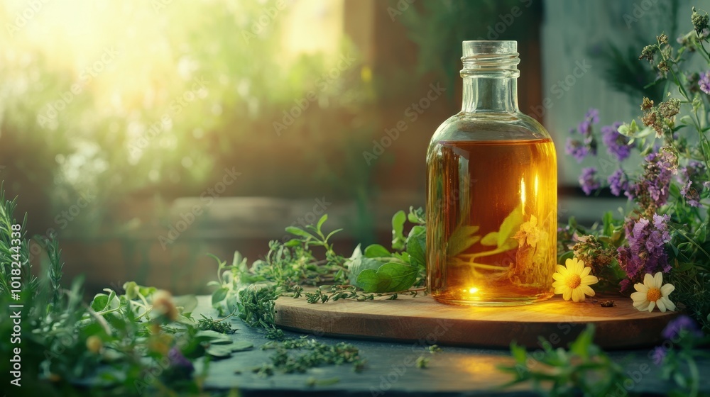 Serene Herbal Essence in Sunlit Garden Setting Serene Herbal Essence in Sunlit Garden Setting