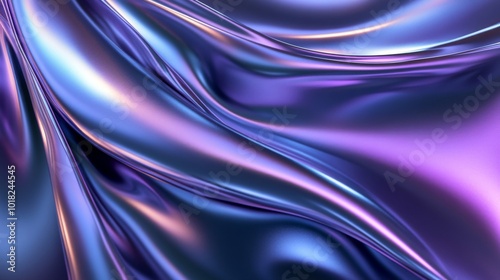 Abstract Draped Metallic Fabric with Iridescent Sheen