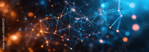 Neural network artificial intelligence tech low poly abstract background