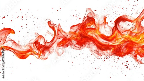 Bright red flames flickering wildly, isolated on a white background, capturing the dynamic movement of the fire