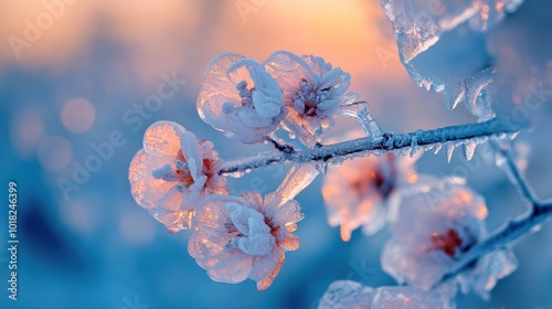 Frosty Winter Blossoms in Ethereal Morning Light