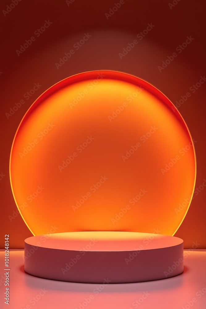 Minimalist Orange and Pink Abstract Background with a Platform Minimalist Orange and Pink Abstract Background with a Platform