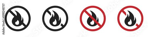No fire vector icon. Fire prohibited sign. No fire icon