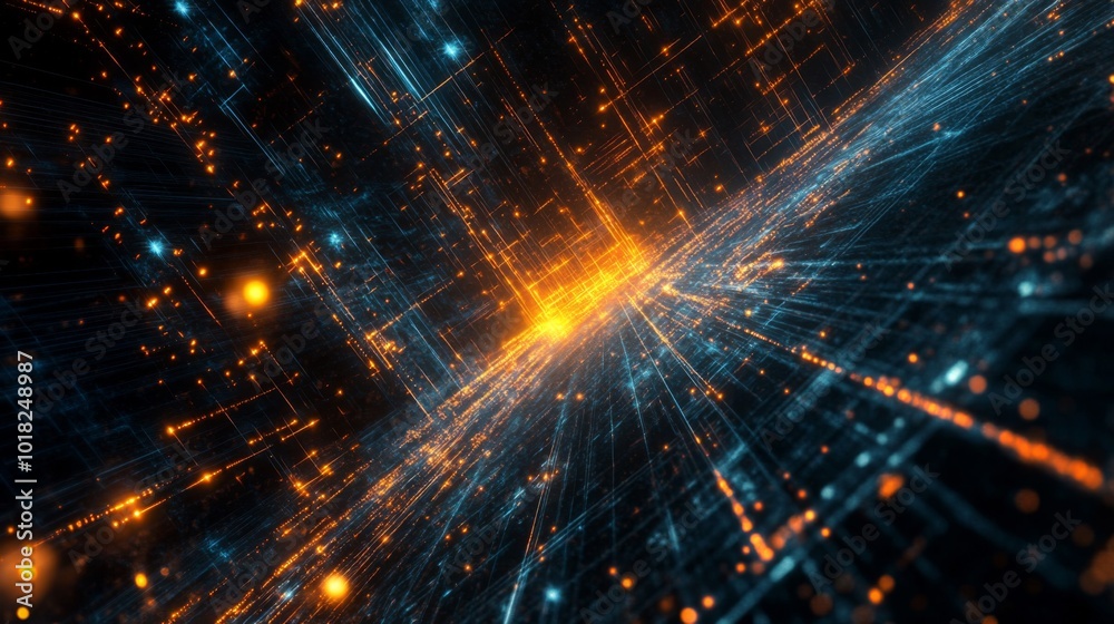 Fototapeta premium Abstract Digital Network with Glowing Lines and Particles