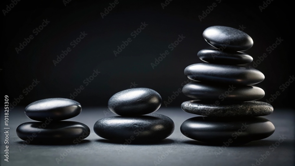 Minimalistic black stones stacking with dark black background Leading Lines Minimalistic black stones stacking with dark black background Leading Lines