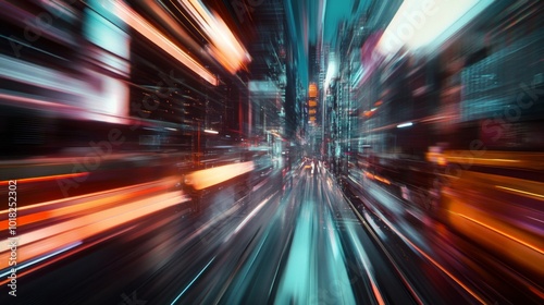 Abstract Motion Blur of Cityscape with Vivid Lights