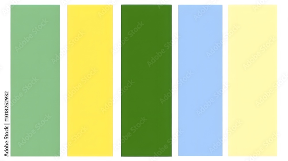 Obraz premium Five Vertical Color Swatches Green Yellow Green Light Blue Yellow