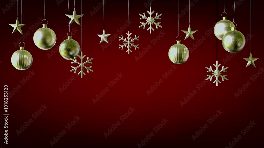 Animation silver ball frame on red background for design Christmas or New year template. Animation silver ball frame on red background for design Christmas or New year template.