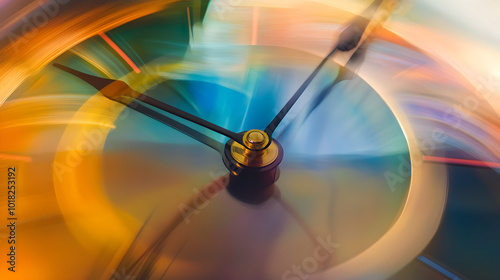 Abstract concept of a clock face with soft blur creating a sense of time passing and movement