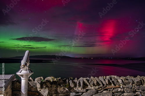 The Aurora Borealis, the northern lights, showing up in Portnoo, County Donegal, Ireland. photo