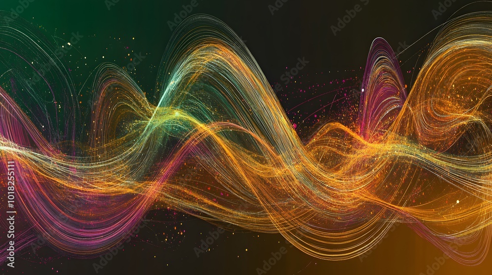 Obraz premium Abstract Swirling Lines with Glittering Particles