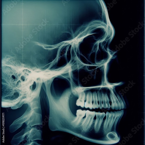 skull xray scan print on film