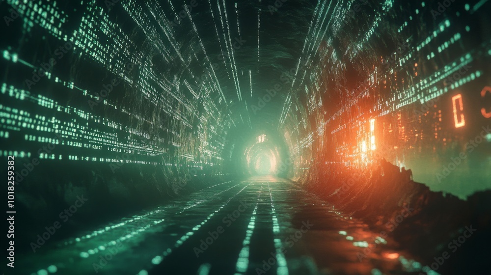 Obraz premium Futuristic Tunnel of Data and Code