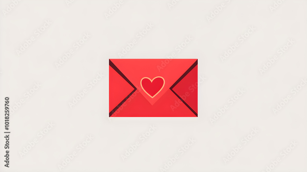 A simple flat illustration of a red envelope featuring a heart symbol, symbolizing love, messages, or invitations for various occasions A simple flat illustration of a red envelope featuring a heart symbol, symbolizing love, messages, or invitations for various occasions
