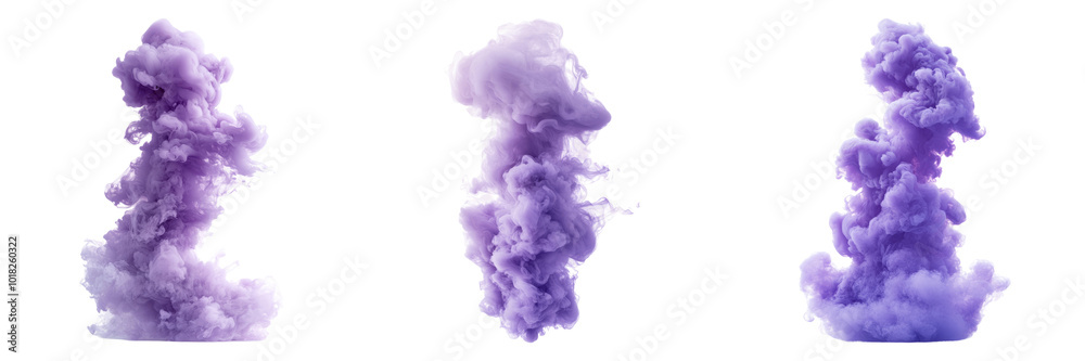 Purple smoke cloud isolated on transparent PNG background image perfect for abstract illustrations or creative design projects