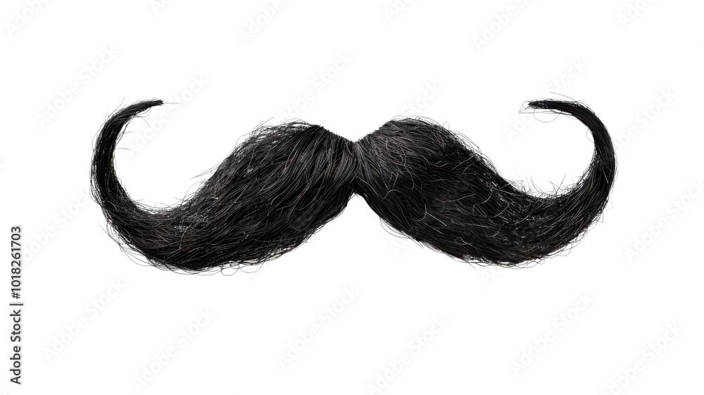 A mustache with a black color is drawn on a white background A mustache with a black color is drawn on a white background