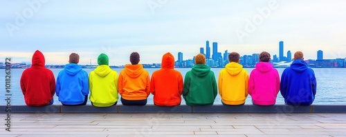 Diversity within a community group city landscape theme water color Triadic Color Scheme