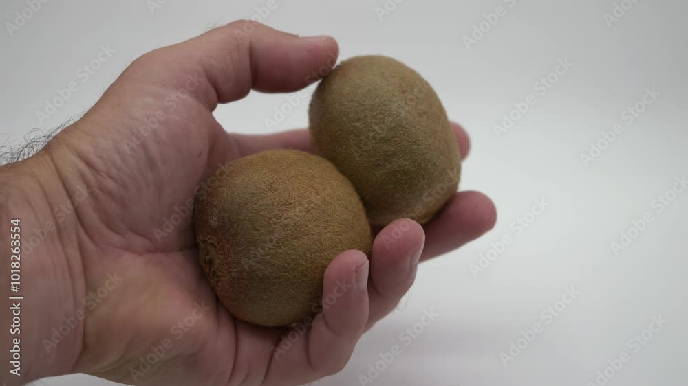 hand holding kiwi fruit 