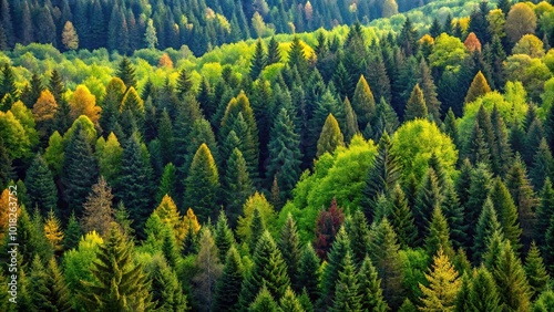 Mixed forest with coniferous and deciduous trees