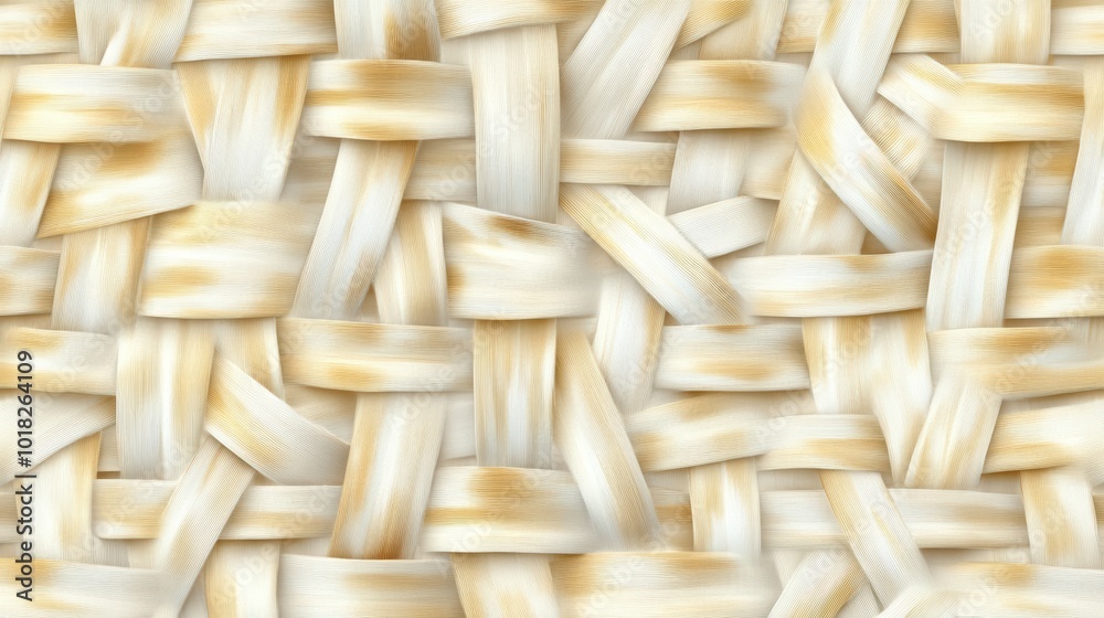 Obraz premium Natural Woven Bamboo Texture Background - Seamless Pattern