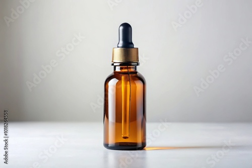 Mockup of an amber dropper bottle on a light background Silhouette