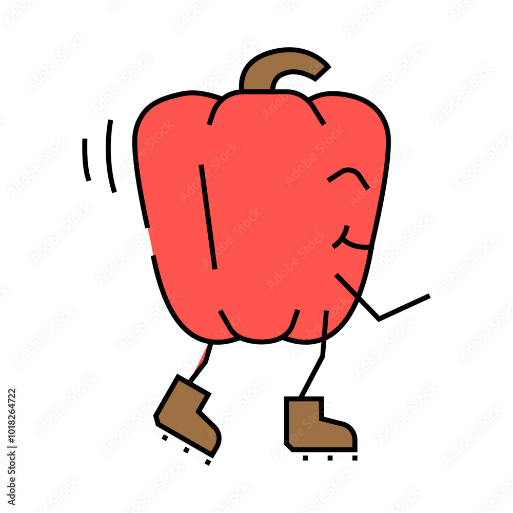 Obraz premium bell pepper fruit fitness character line icon vector. bell pepper fruit fitness character sign. isolated symbol illustration