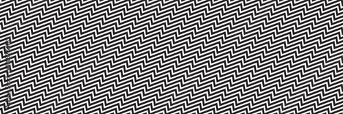 Bw diagonal zigzag stripes seamless pattern. Broken lines in the form of lightning. Endless thunder bolt bg. Simple vector bg