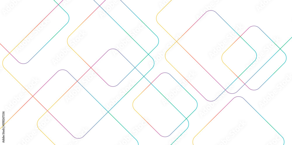 Obraz premium Modern and minimal concept colorful lines abstract square background. Geometric pattern with layers of transparent material in squares shapes template design for business, presentation, banner.