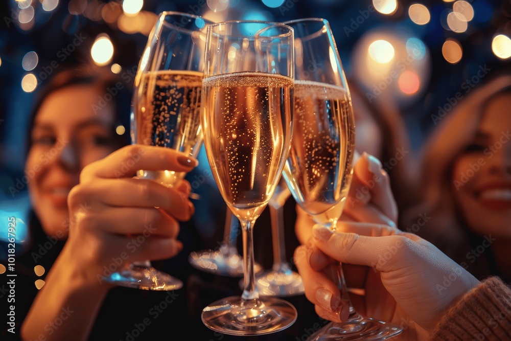 people toasting with champagne glasses at festive party celebrating new year champagne flutes clinking together holiday night background people toasting with champagne glasses at festive party celebrating new year champagne flutes clinking together holiday night background