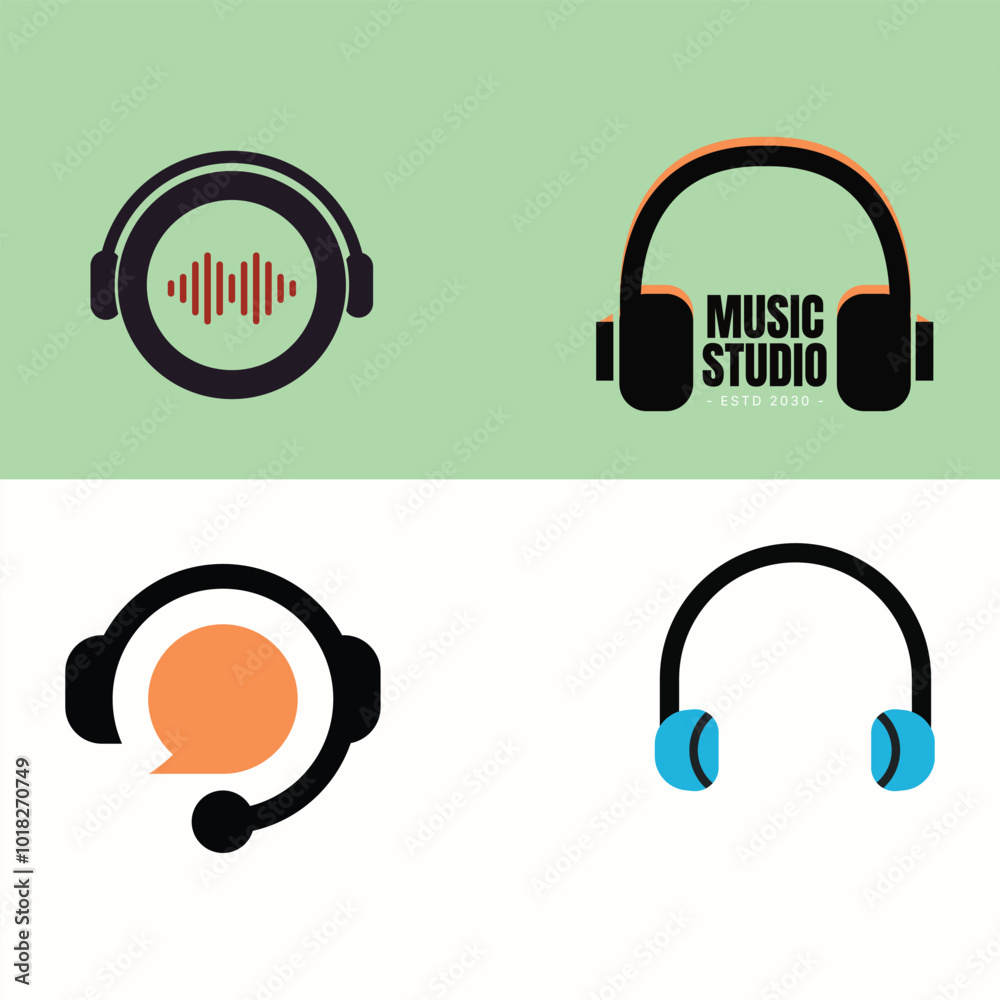  Stylish Headphone Icons Vector Set: Perfect for Web, Apps, and Software Audio & Music Design
