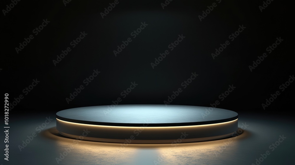 Illuminated Circular Platform in a Dark Room Illuminated Circular Platform in a Dark Room